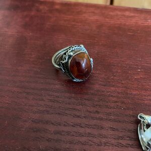 Vintage silver Baltic amber ring